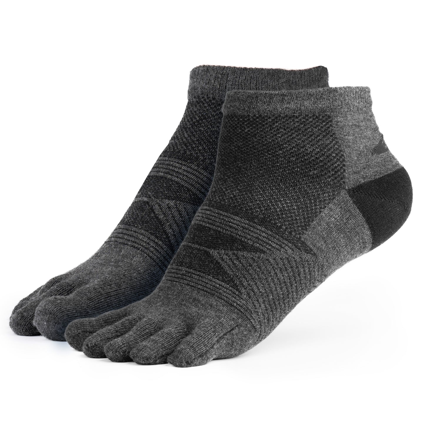 Gray five-toe socks on a white background