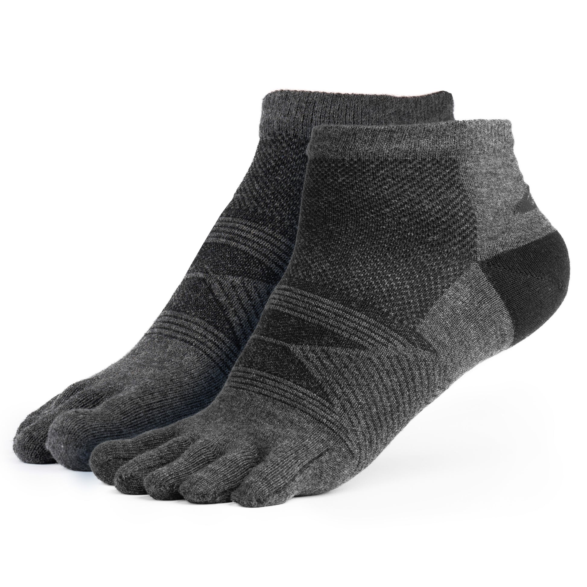 Gray five-toe socks on a white background